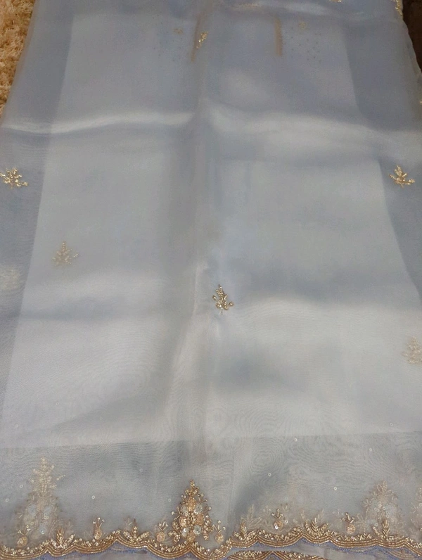 Pure Tissue With Hand Work  - blue