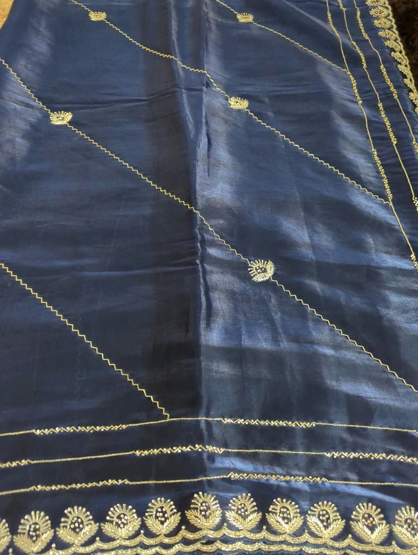 Designer Hand Work Saree - Navy Blue