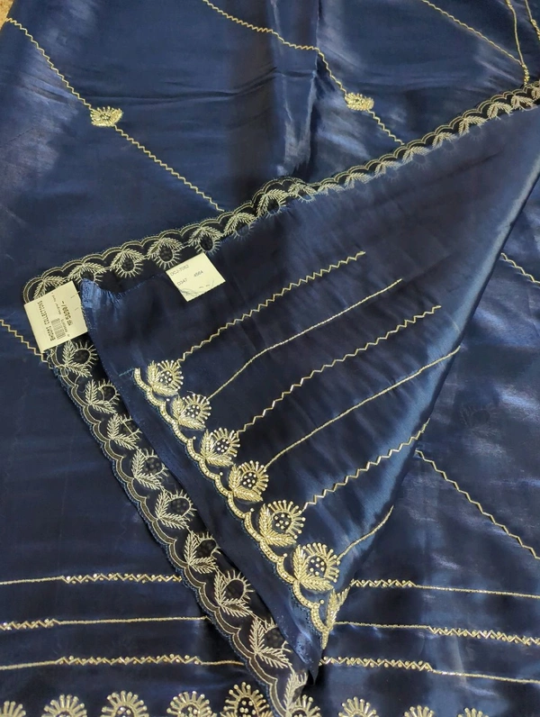 Designer Hand Work Saree - Navy Blue