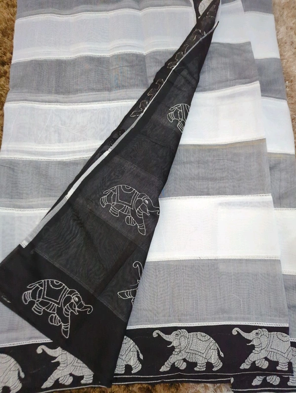 Chanderi Embroidery  - Black