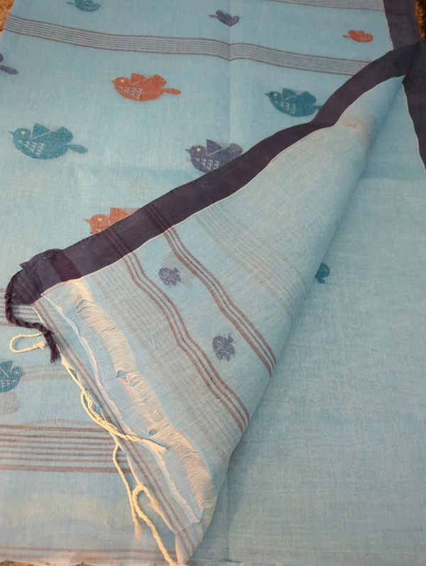 Pure Bengal Cotton  - sky blue