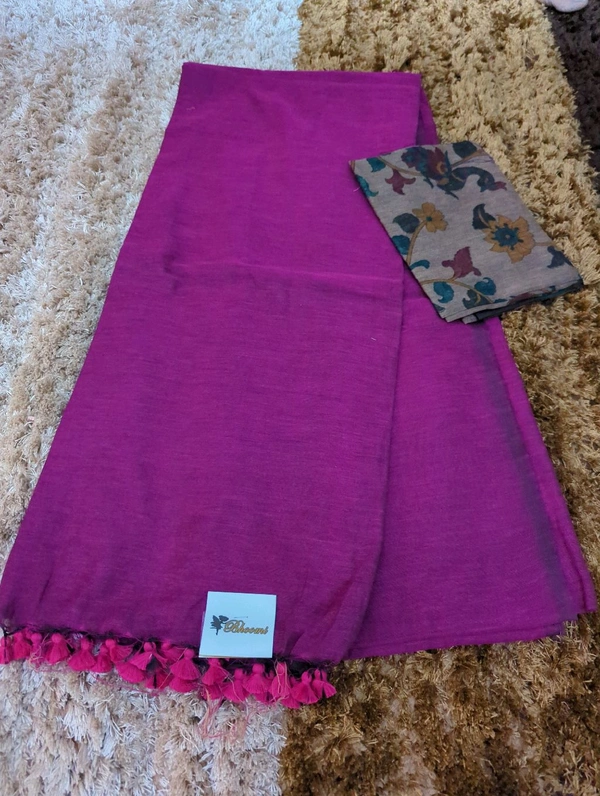 Cotton With Printed Blouse  - Fuchsia Pink