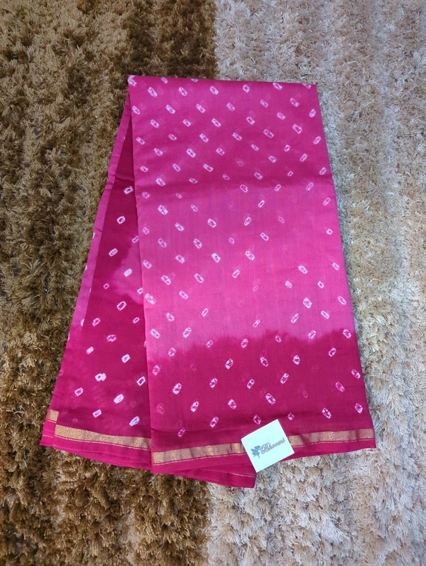 Pure Chanderi Bandhej  - Blush Pink