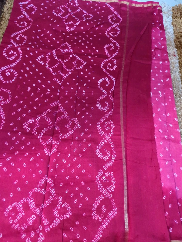 Pure Chanderi Bandhej  - Blush Pink