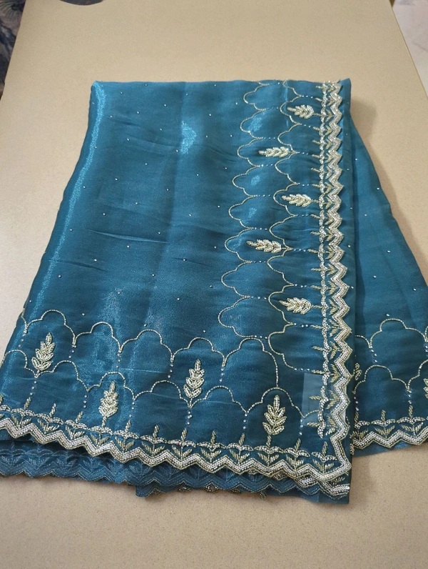 Designer Work Saree - Teal