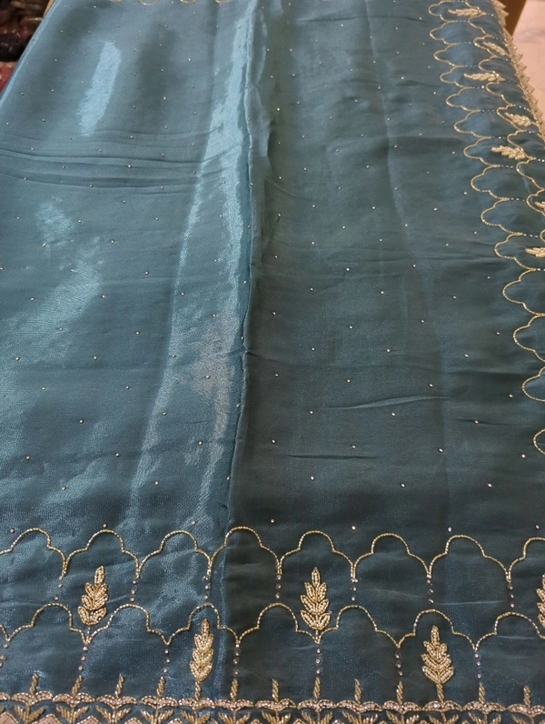 Designer Work Saree - Teal