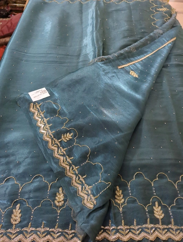 Designer Work Saree - Teal