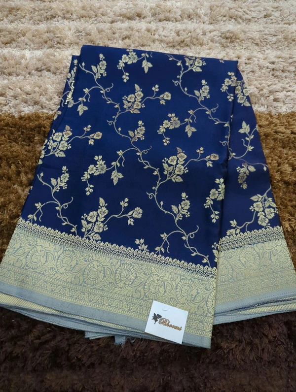 Pure Mushru Weaving  - Navy Blue