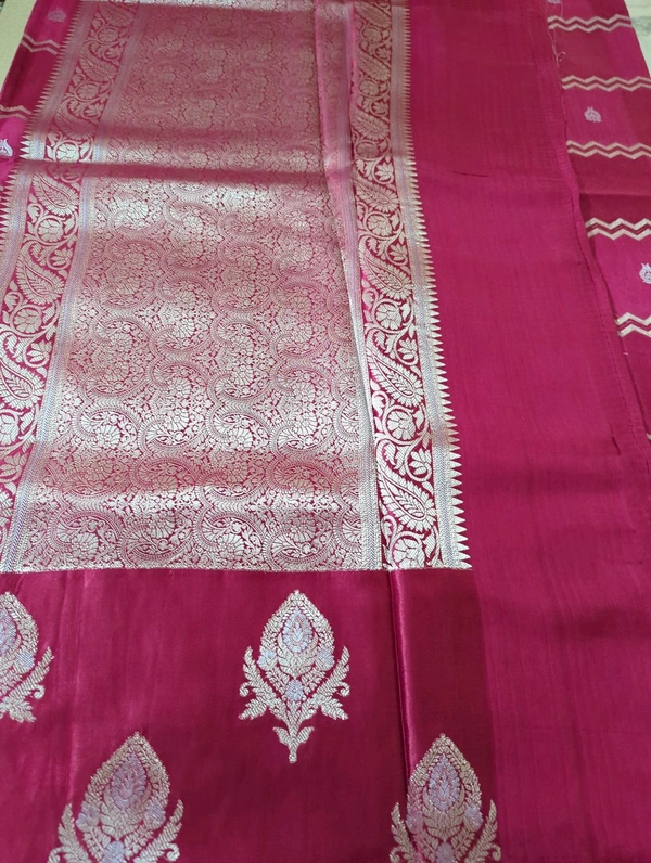Mushru With Paithani Border  - pink