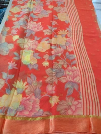 Pure Chiffon With Satin Border - orange