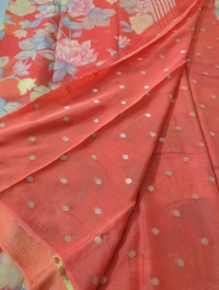 Pure Chiffon With Satin Border - orange