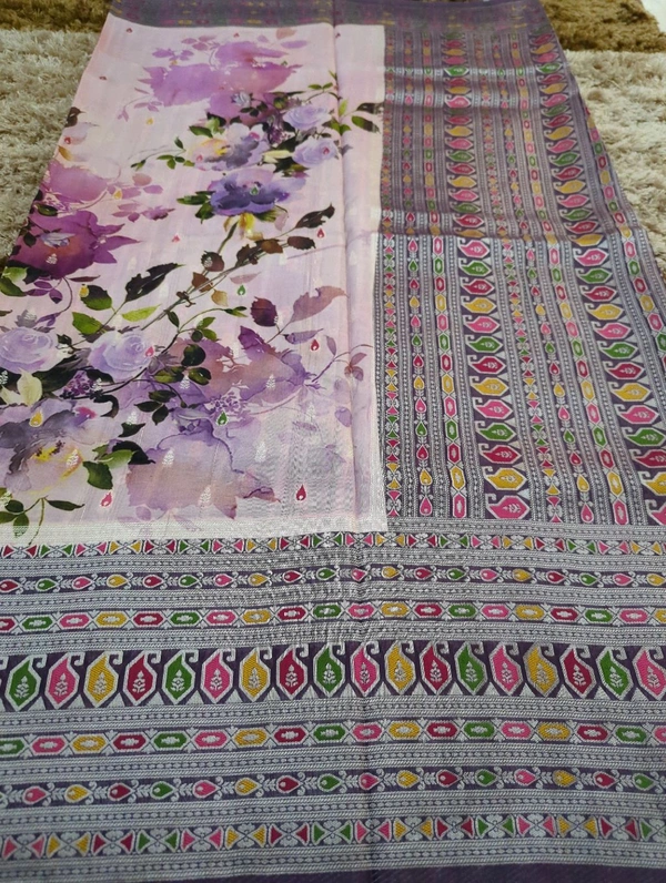 Pure Georgette Tusser  - Pink Lace