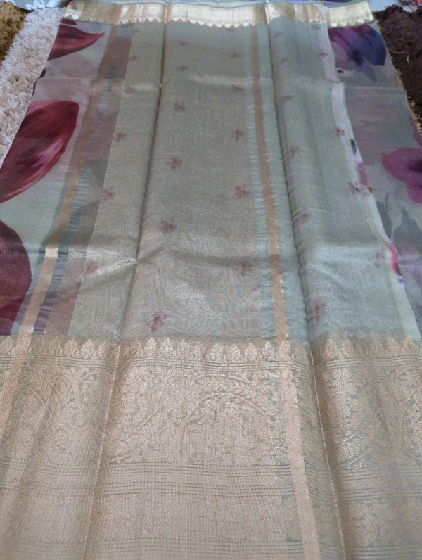 Pure Handloom Kora Digital  - Tasman