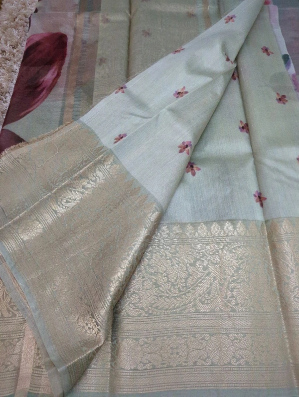 Pure Handloom Kora Digital  - Tasman