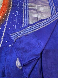 Mango Tusser With Mushru Border  - Pigment Indigo
