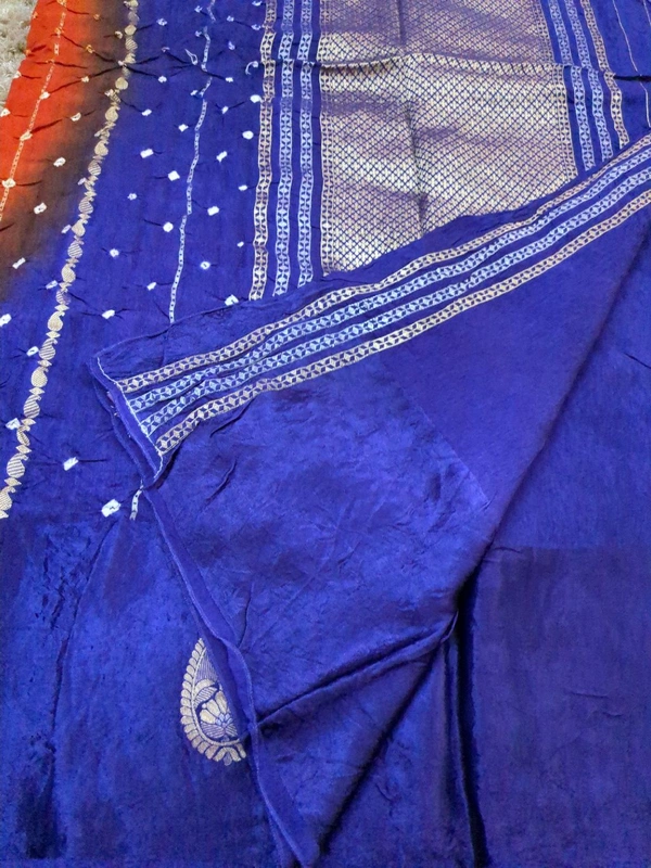 Mango Tusser With Mushru Border  - Pigment Indigo