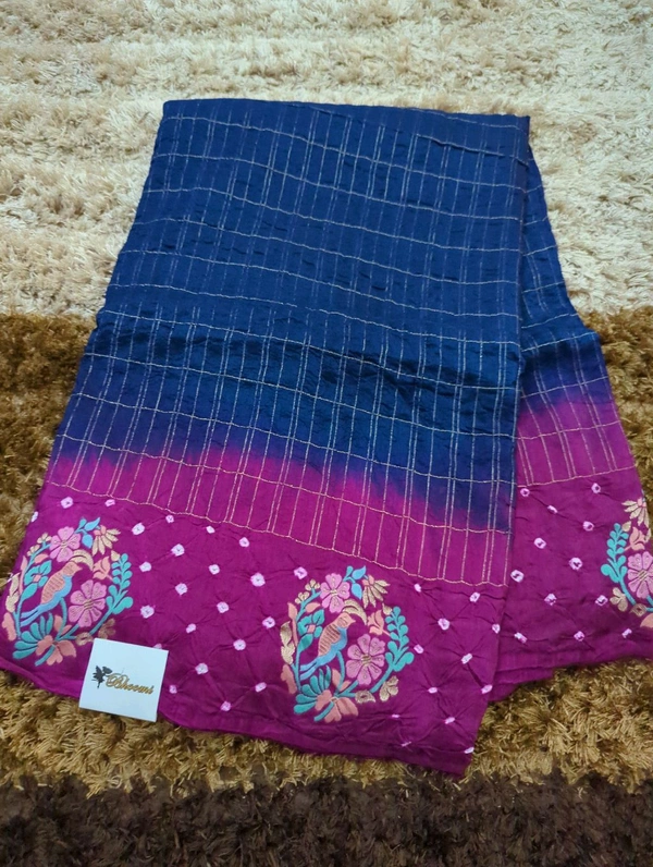 Pure Mango Tusser Meena - Dark Blue