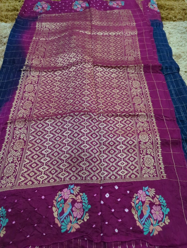 Pure Mango Tusser Meena - Dark Blue