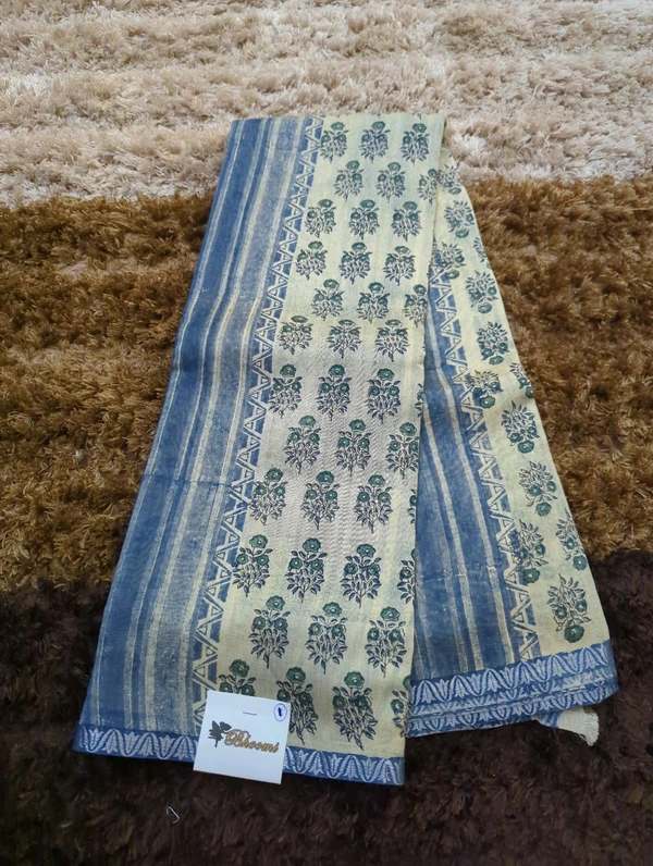 Pure Chanderi Block  - Periwinkle 1