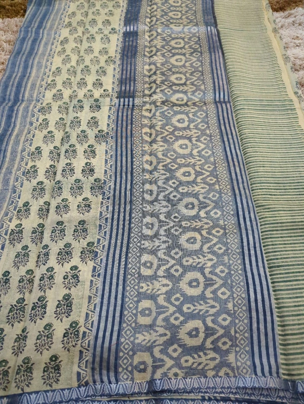 Pure Chanderi Block  - Periwinkle 1