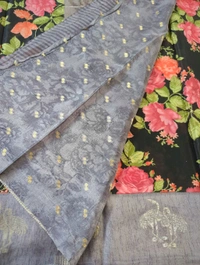 Soft Crepe With Satin Border  - Black