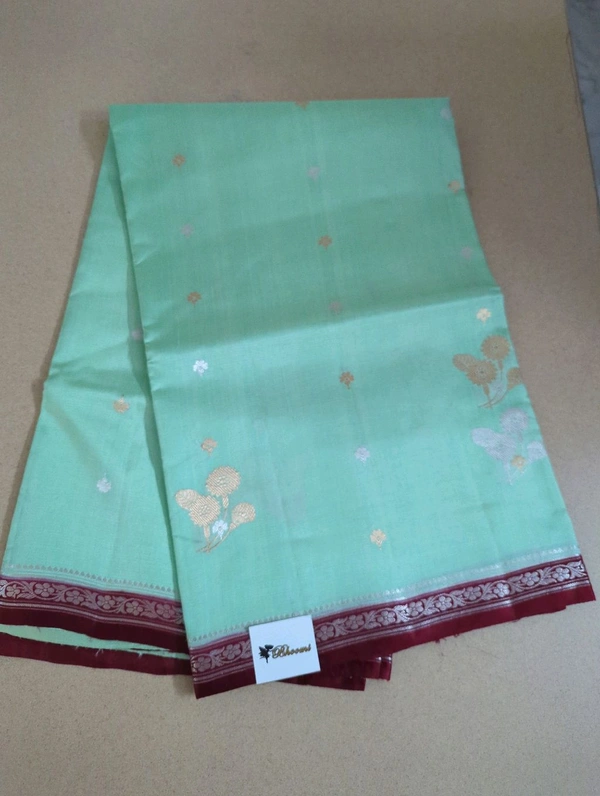 Pure Handloom Raw Mango  - green