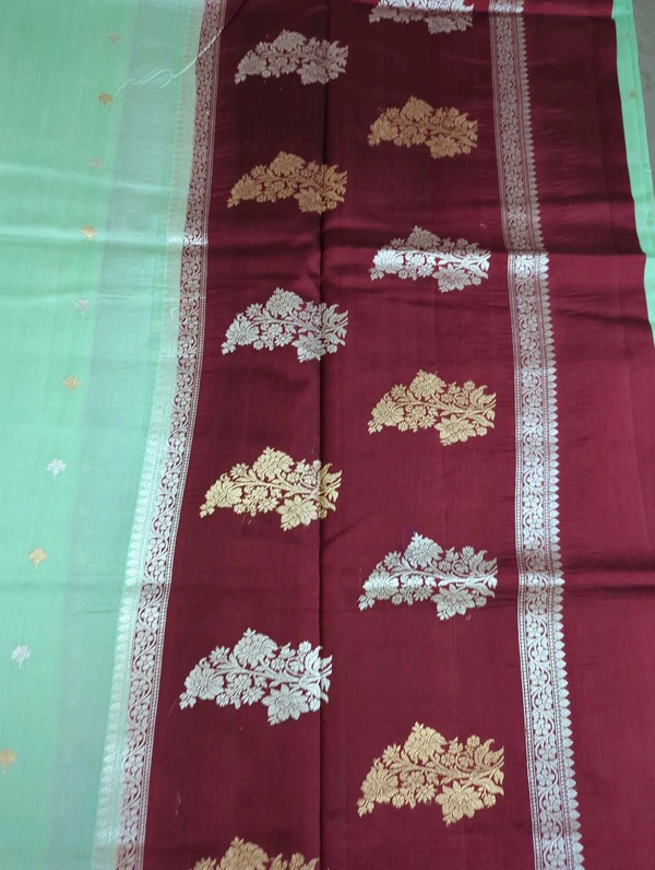 Pure Handloom Raw Mango  - green