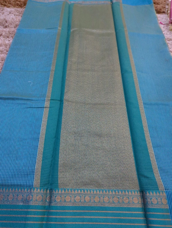 Soft Chanderi Weaving  - Eastern Blue
