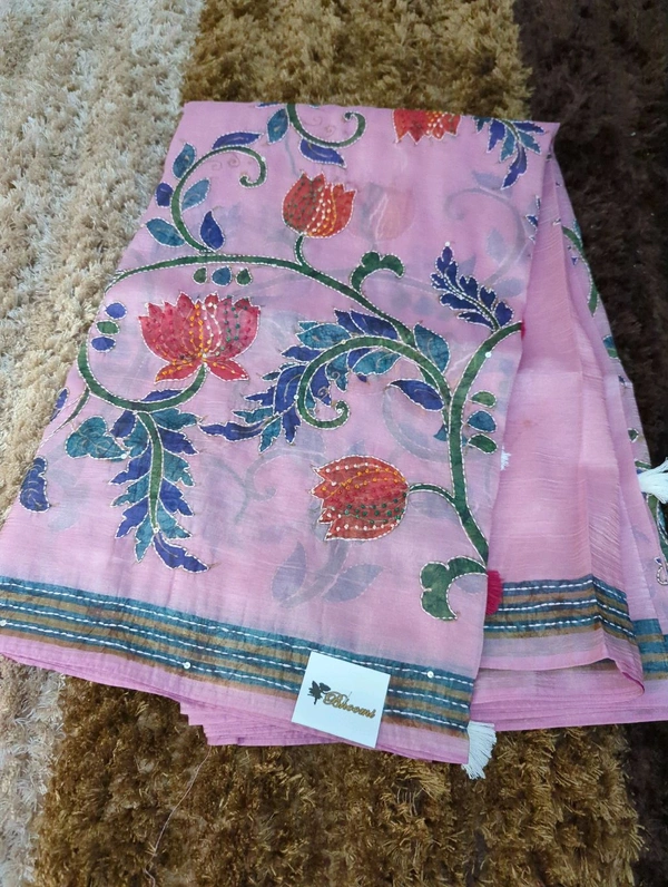 Tusser Crush Hand Work  - Tickle Me Pink