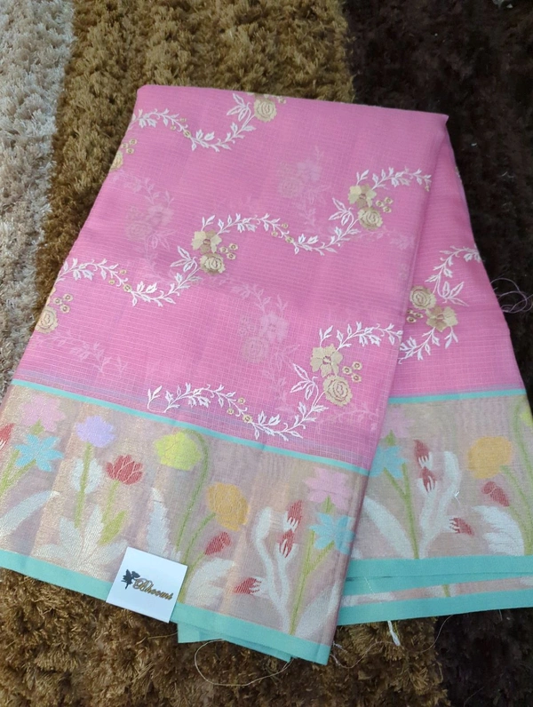 Kota With Paithani Border  - Pink Lace