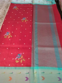 Kota With Embroidery  - Red