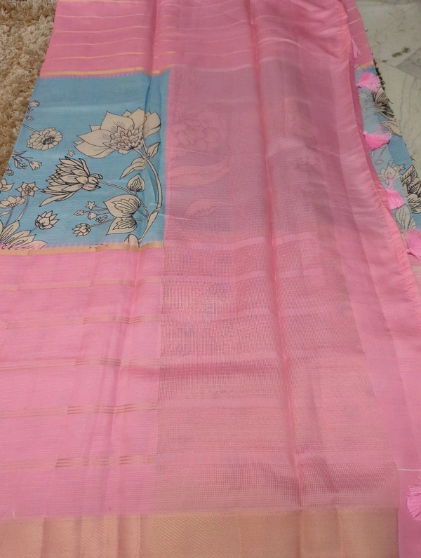 Silk Kota Designer  - Pink Lace
