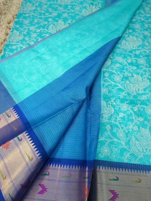 Kota Paithani  - sky blue