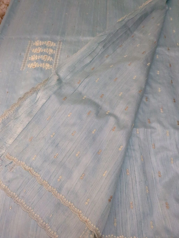 Tusser Embroidery  - sky blue