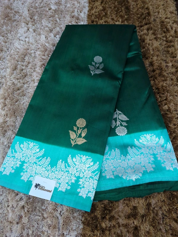 Pure Handloom Raw Mango  - dark green