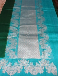 Pure Handloom Raw Mango  - dark green