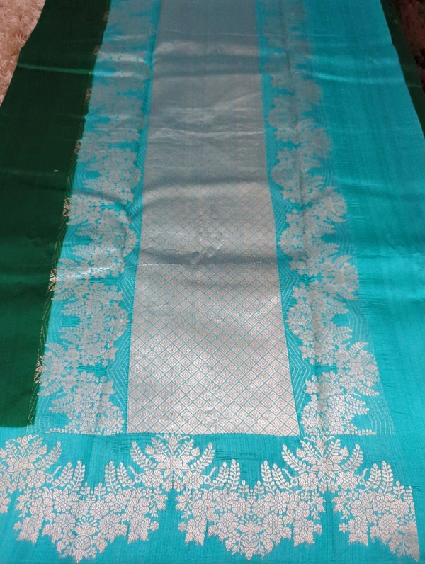Pure Handloom Raw Mango  - dark green