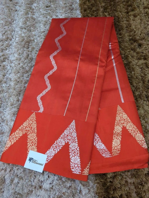Pure Handloom Raw Mango  - orange