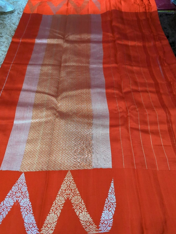 Pure Handloom Raw Mango  - orange