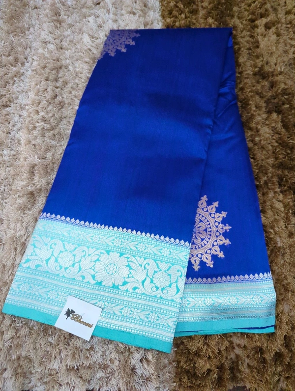 Pure Handloom Raw Mango  - Dark Blue