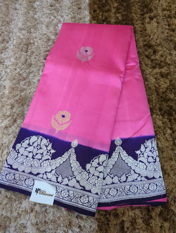 Pure Handloom Raw Mango  - pink