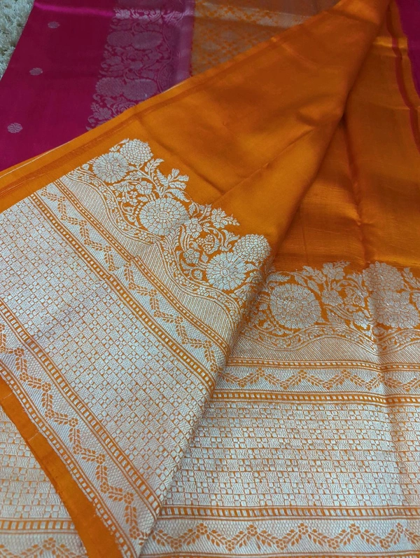 Pure Handloom Raw Mango  - pink