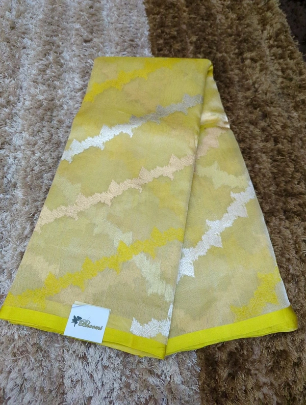 Pure Handloom Tissue By Silk  - Gold