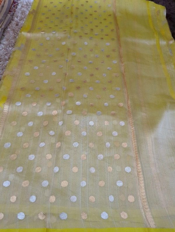 Pure Handloom Tissue By Silk  - Gold