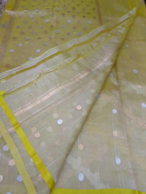 Pure Handloom Tissue By Silk  - Gold