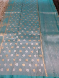 Pure Handloom Tissue By Silk  - sky blue
