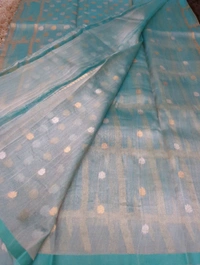 Pure Handloom Tissue By Silk  - sky blue