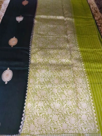 Pure Handloom Raw Mango Small Boardes  - dark green