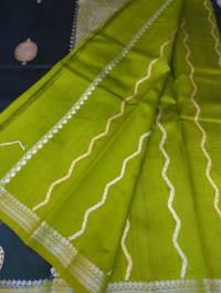 Pure Handloom Raw Mango Small Boardes  - dark green