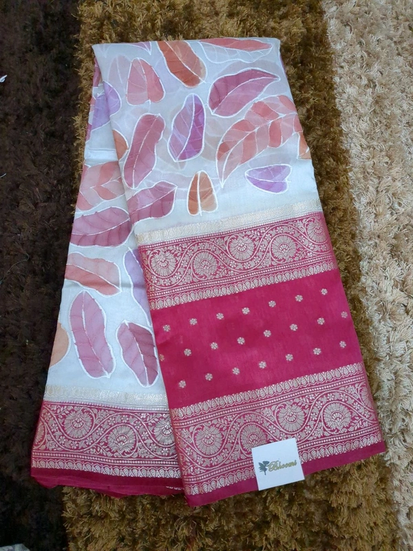 Pure Mango Tusser  - pink